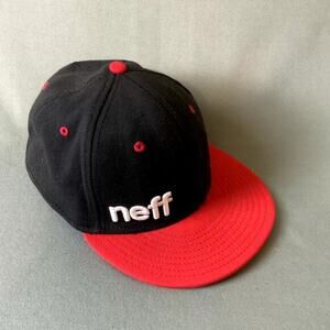 NEFF Black &‎ Red SnapBack Hat Wool Blend Size S/M